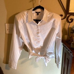 Express white cotton blend top, size L